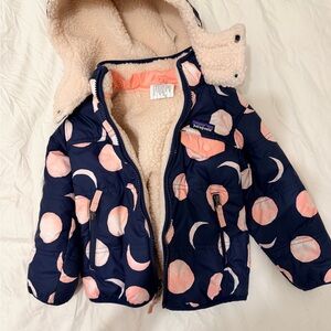 Patagonia Kids' Reversible Moon Print Tribbles Jacket 3T - Navy and Pink
